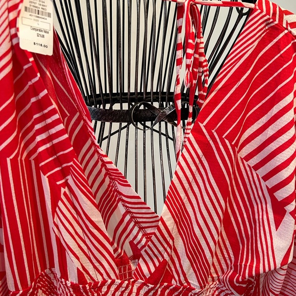 Neiman Marcus- Large Red and White Summer Rayon Dress - Picture 7 of 9